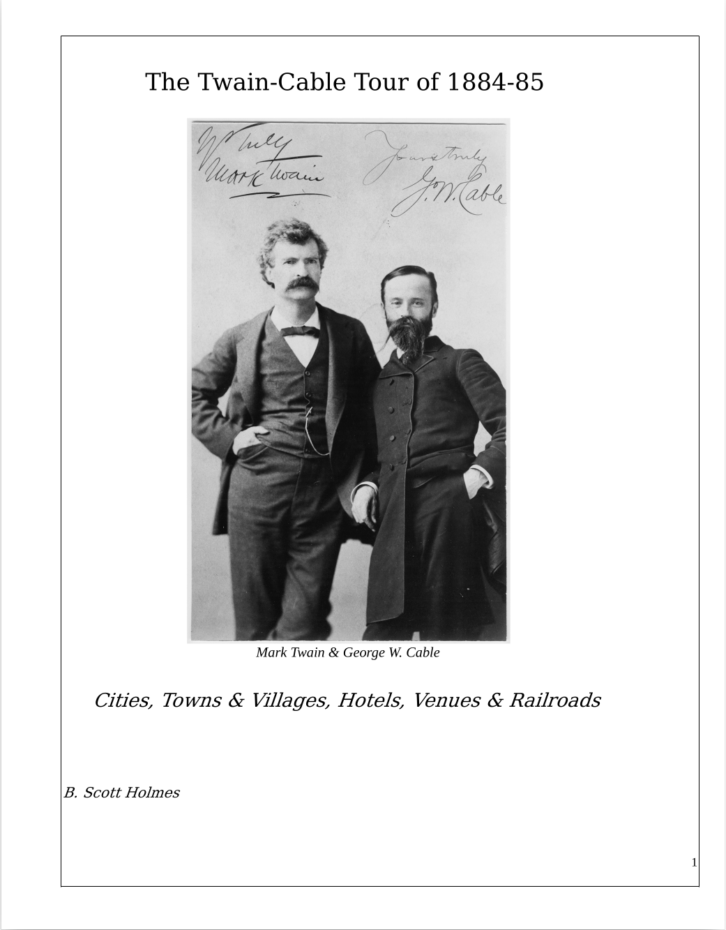 MarkTwain and George W, Cable